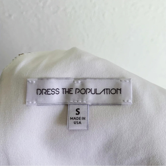 Dress the Population Cody Gold and White Sequin Bodycon Dress Sz Small - Picture 7 of 8